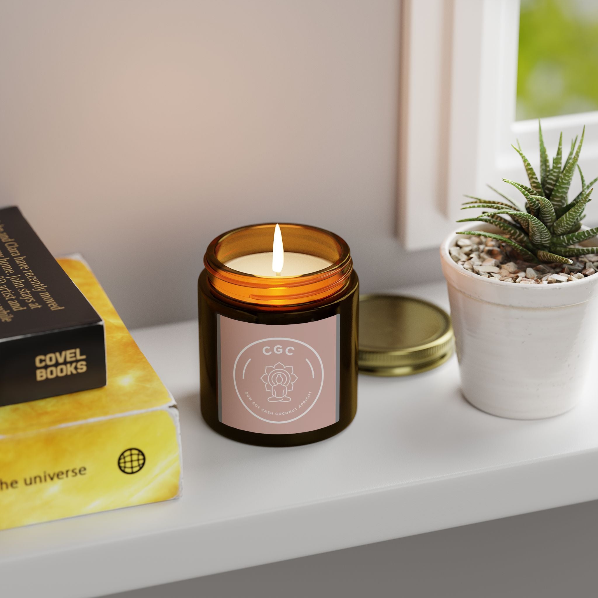 Coconut Apricot Scented Candle — Colorful Cow Art (4oz & 9oz)