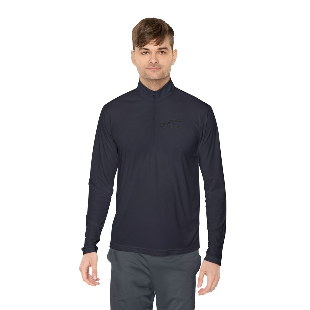Quarter-Zip Pullover — "Progress Over Perfection" Embroidered Pullover