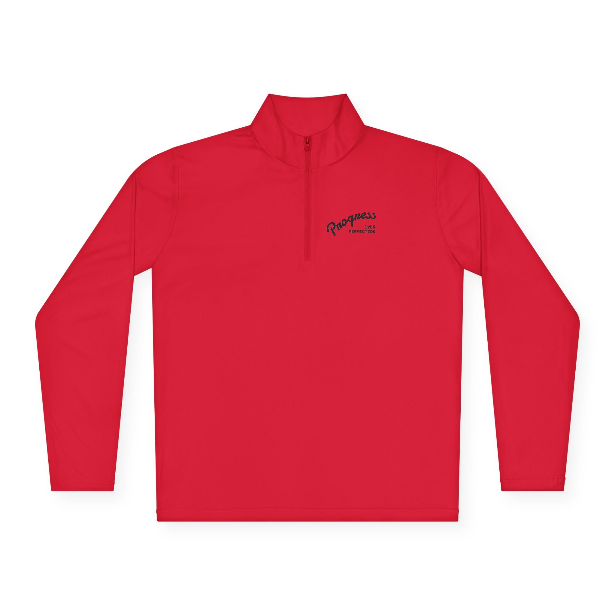 Quarter-Zip Pullover — "Progress Over Perfection" Embroidered Pullover