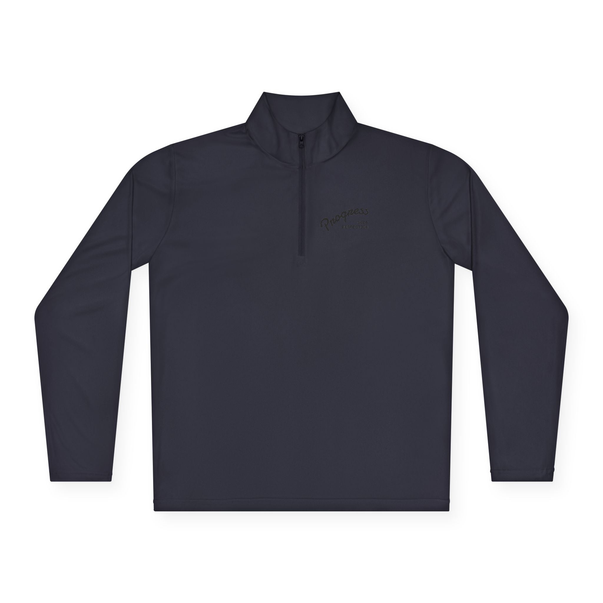 Quarter-Zip Pullover — "Progress Over Perfection" Embroidered Pullover