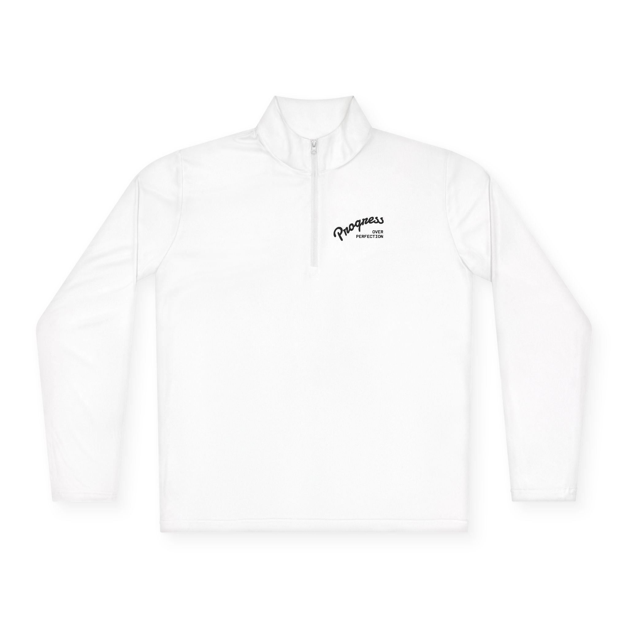 Quarter-Zip Pullover — "Progress Over Perfection" Embroidered Pullover