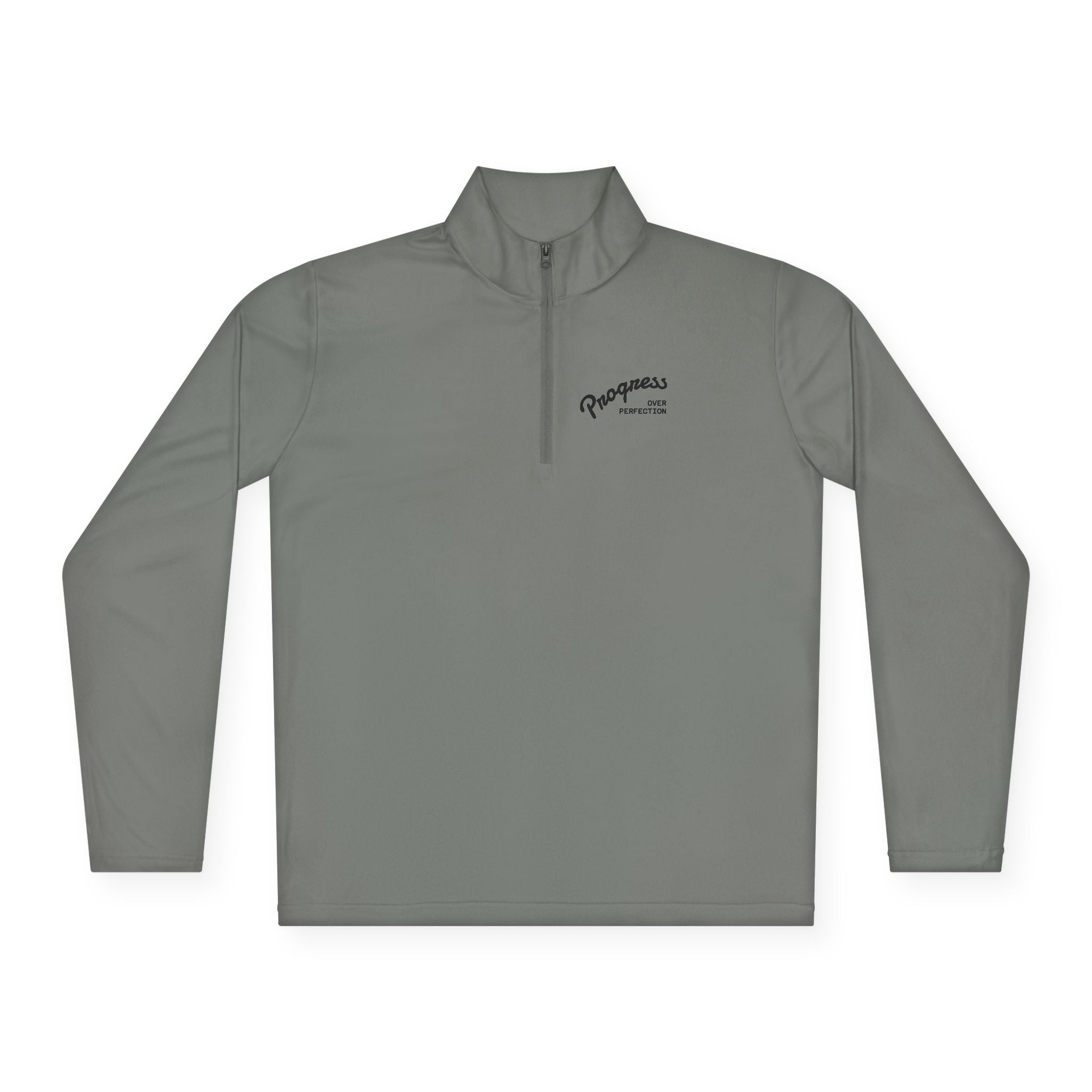 Quarter-Zip Pullover — "Progress Over Perfection" Embroidered Pullover