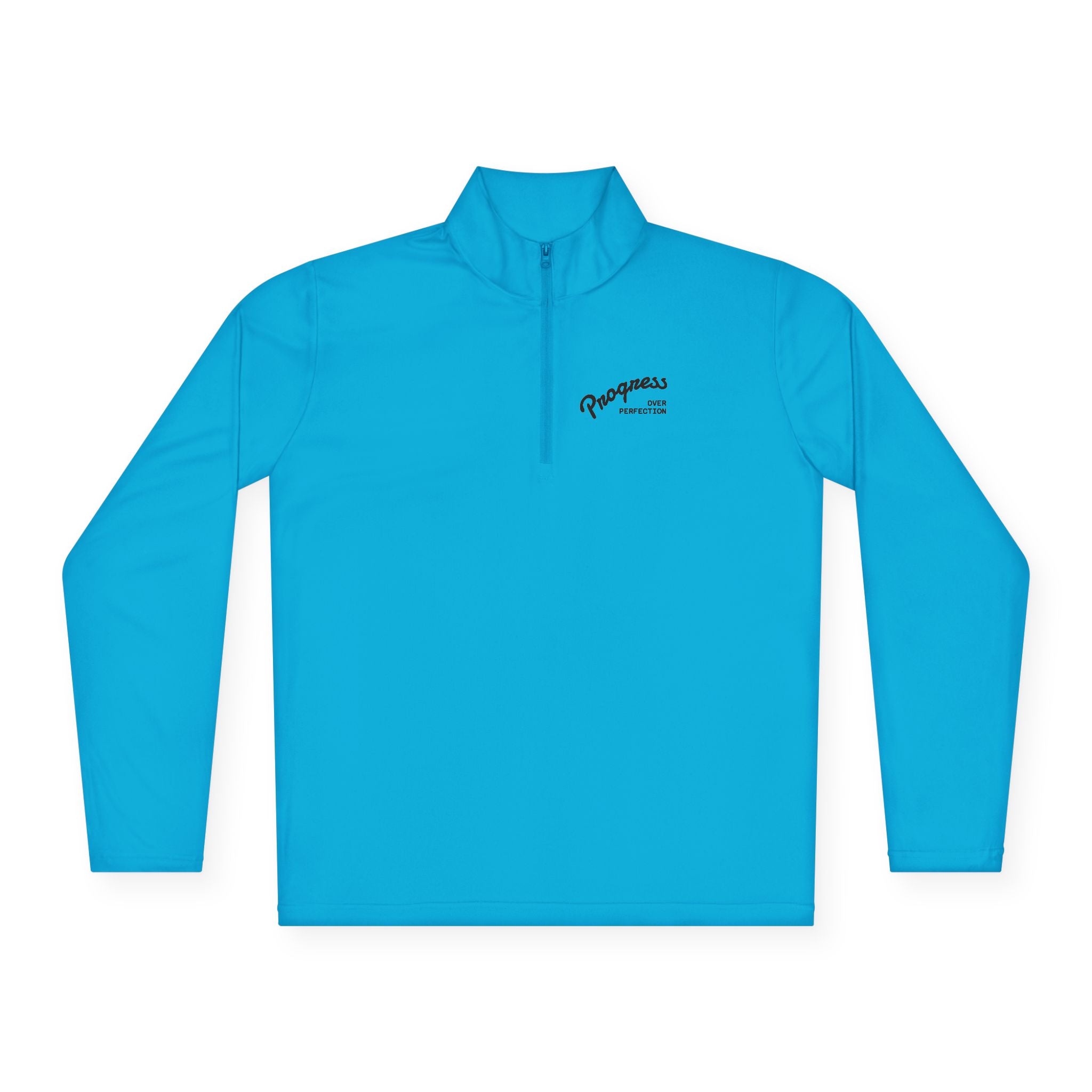 Quarter-Zip Pullover — "Progress Over Perfection" Embroidered Pullover