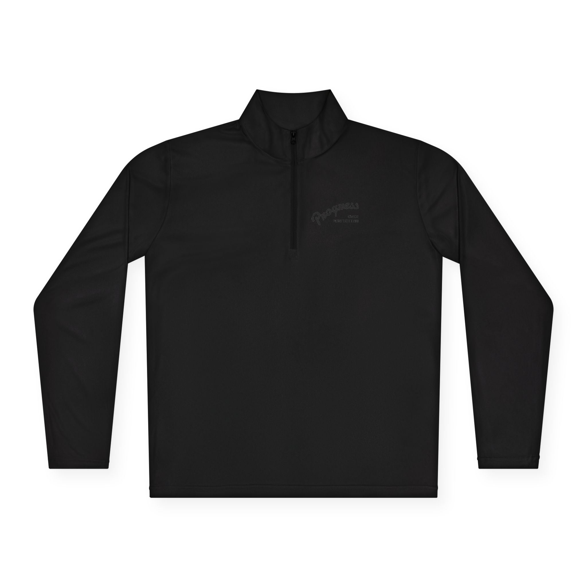Quarter-Zip Pullover — "Progress Over Perfection" Embroidered Pullover