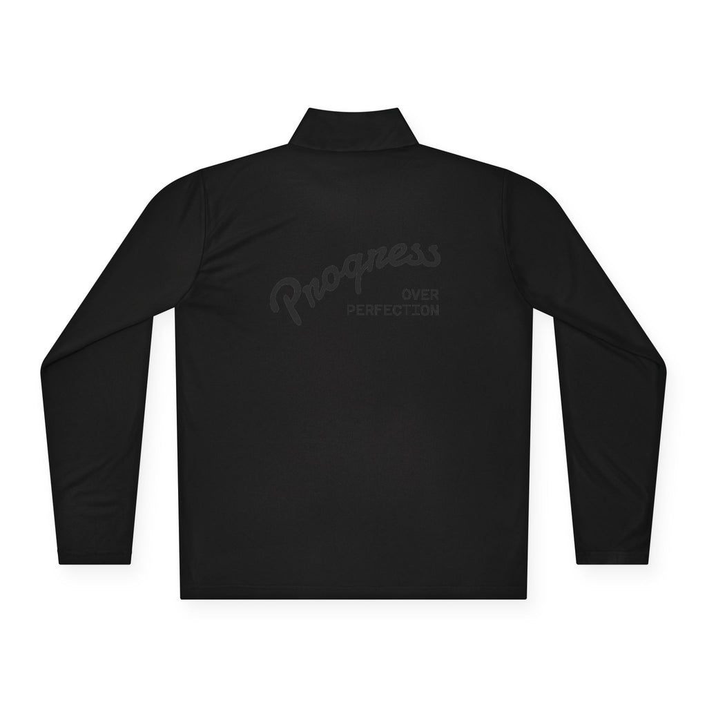 Quarter-Zip Pullover — "Progress Over Perfection" Embroidered Pullover