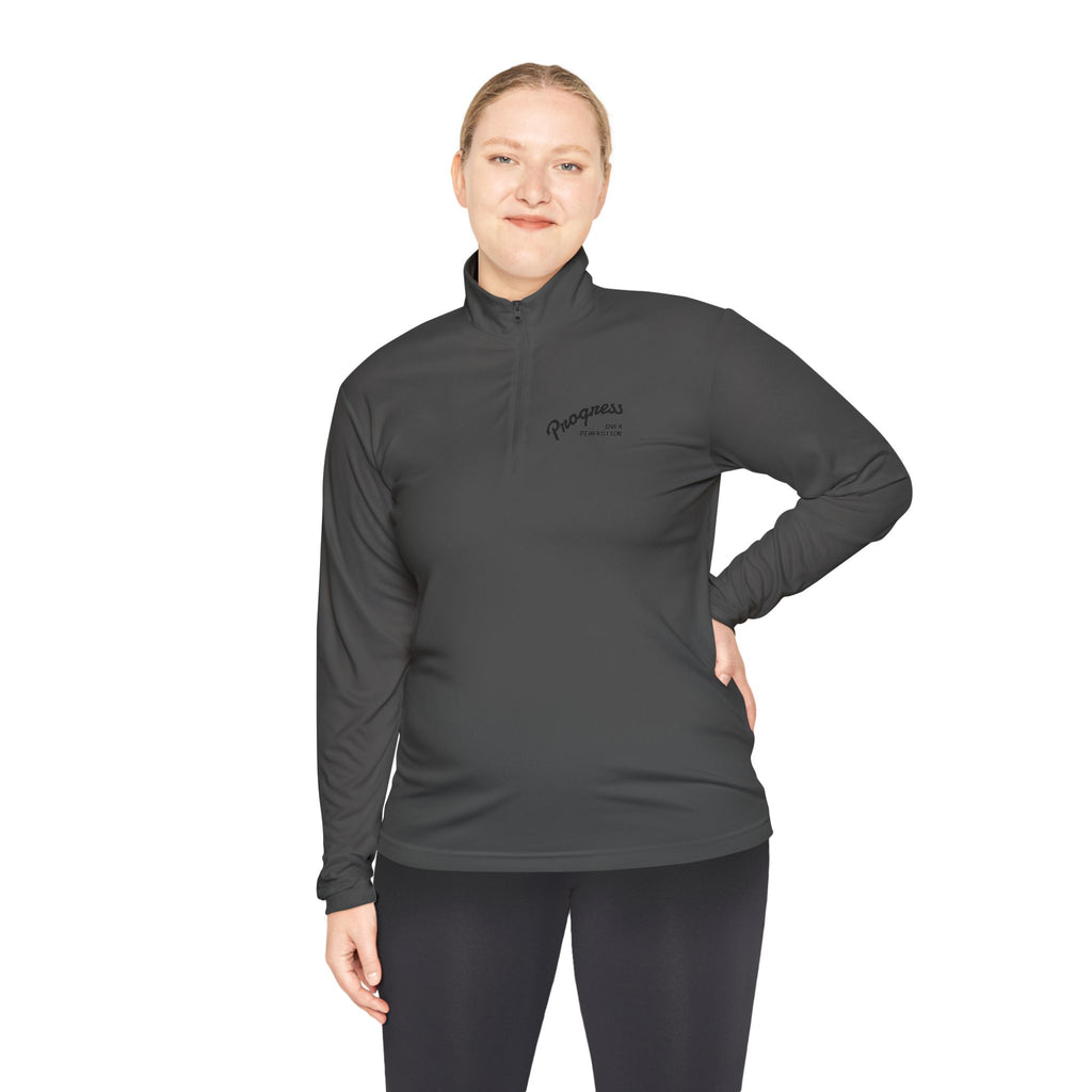 Quarter-Zip Pullover — "Progress Over Perfection" Embroidered Pullover