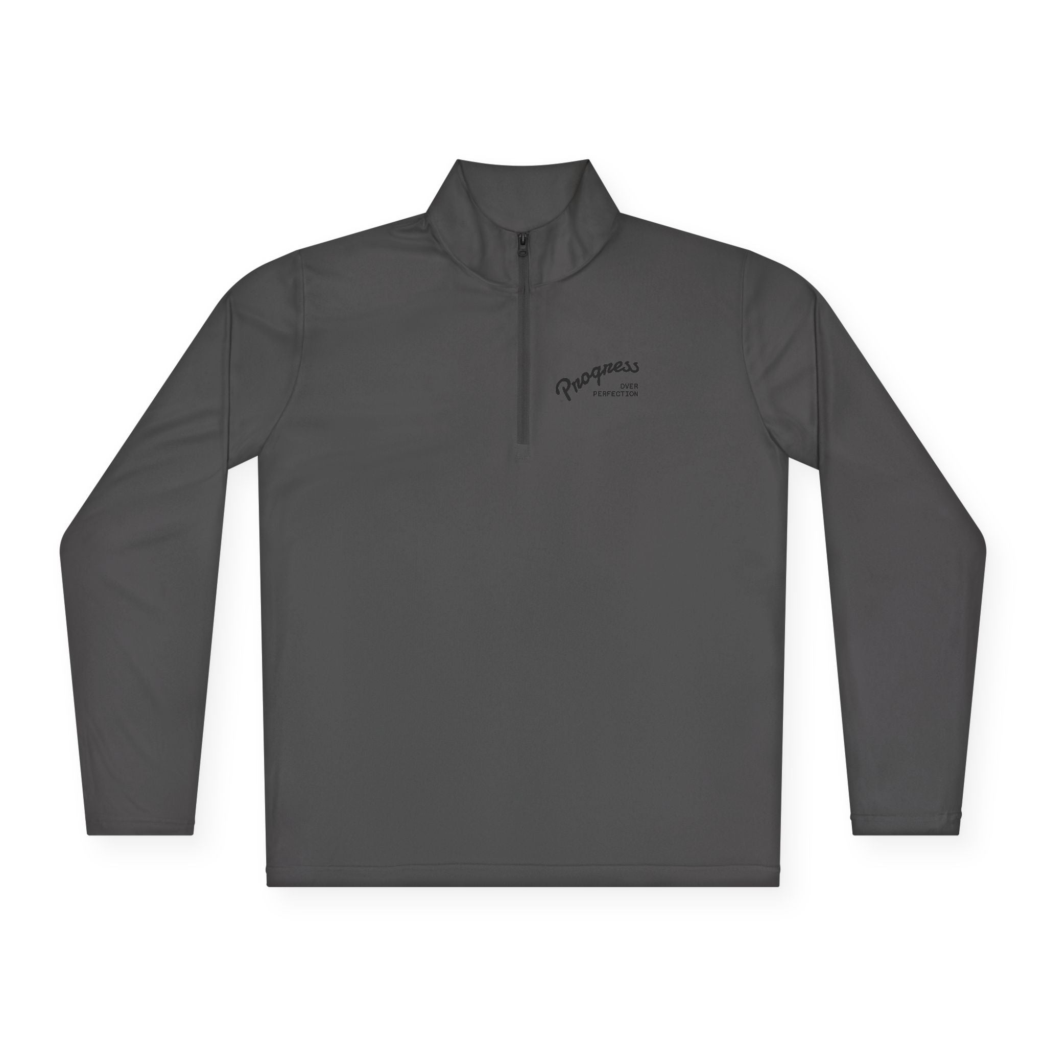 Quarter-Zip Pullover — "Progress Over Perfection" Embroidered Pullover