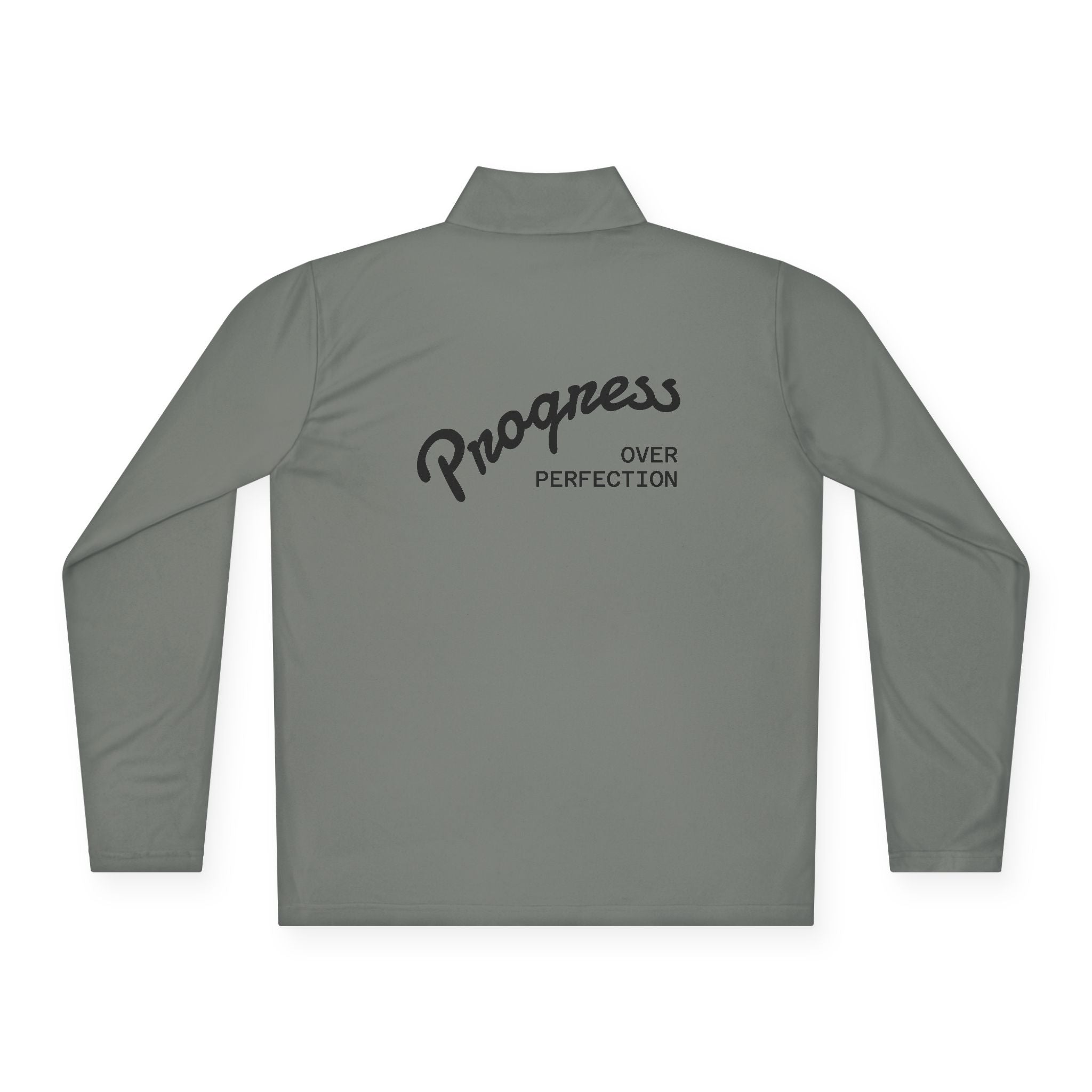 Quarter-Zip Pullover — "Progress Over Perfection" Embroidered Pullover