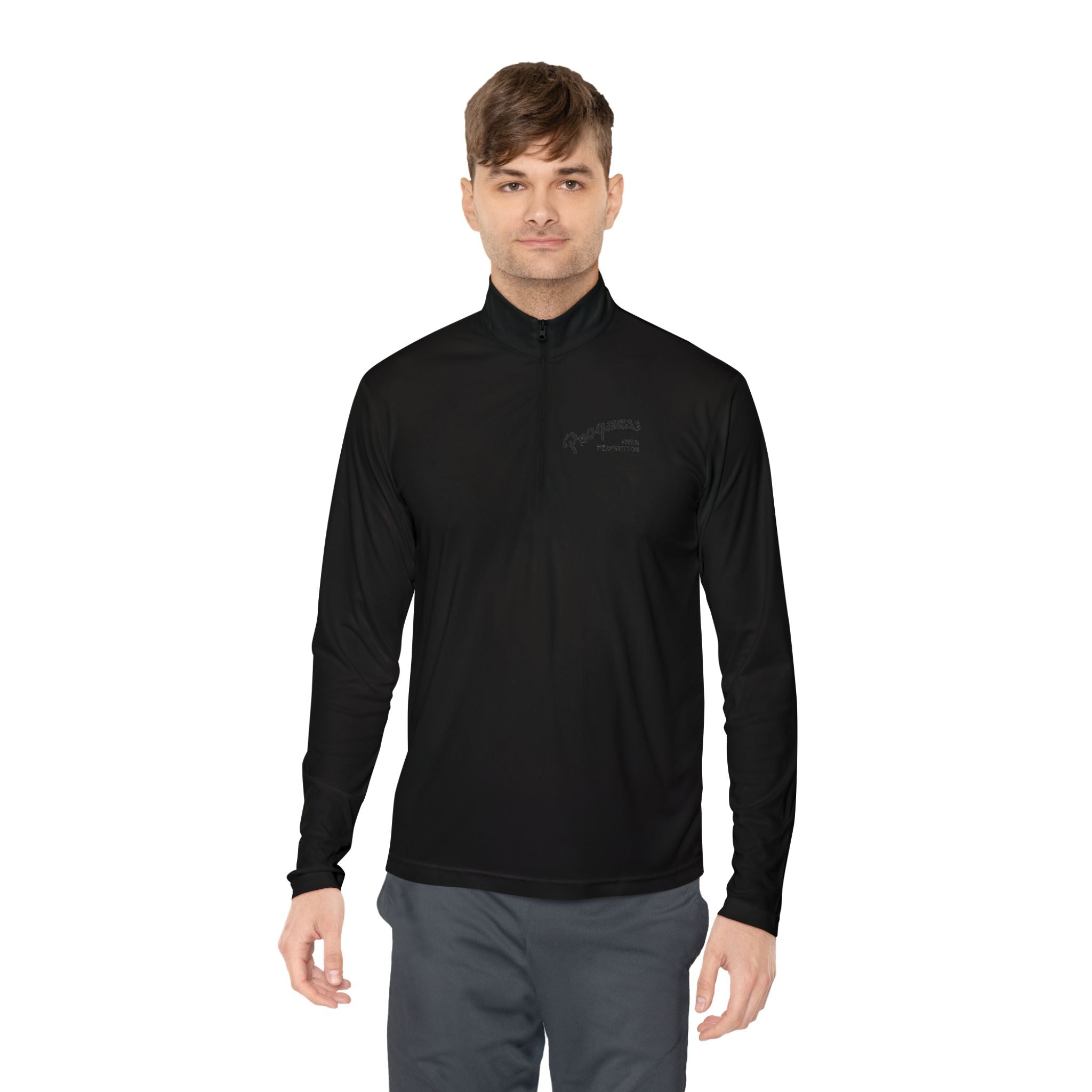 Quarter-Zip Pullover — "Progress Over Perfection" Embroidered Pullover