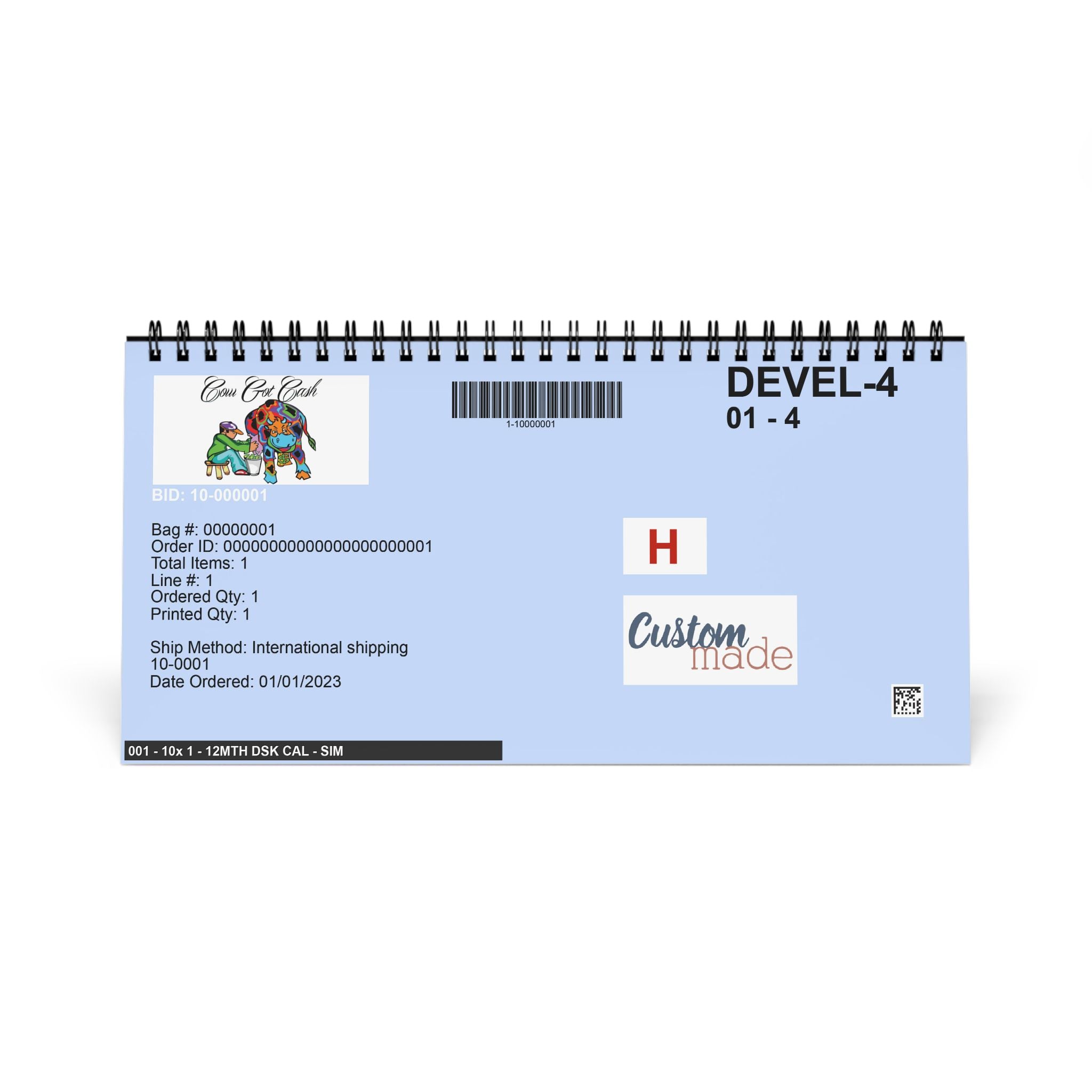 2026 Desktop Calendar — 'Cow Got Cash' Colorful Cow Desk Planner (Grid Months)