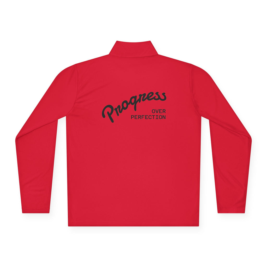 Quarter-Zip Pullover — "Progress Over Perfection" Embroidered Pullover