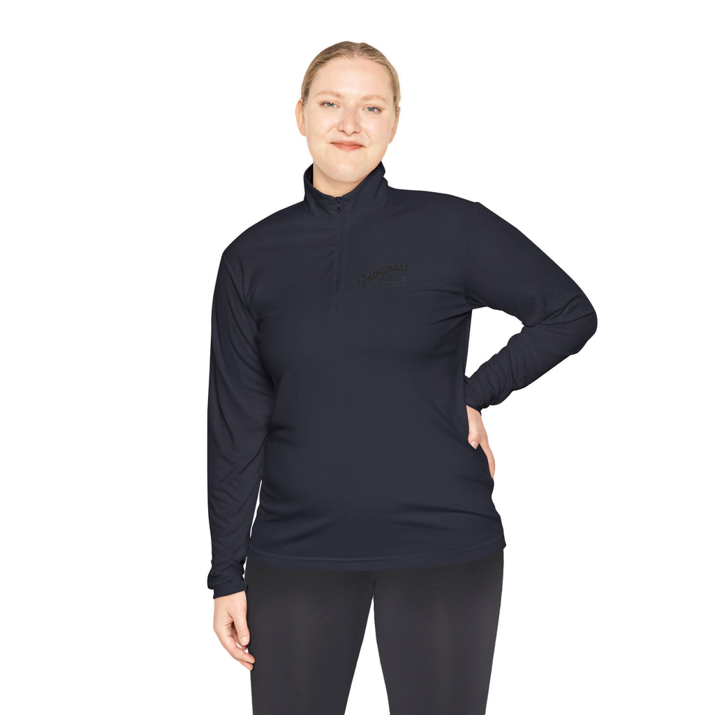 Quarter-Zip Pullover — "Progress Over Perfection" Embroidered Pullover