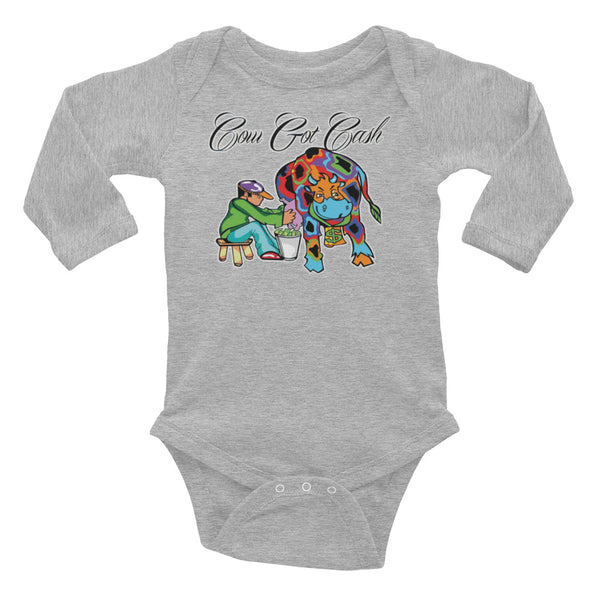 Baby Cow Got Cash Long Sleeve Bodysuit
